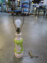 Load image into Gallery viewer, MCM Retro Chartreuse &amp; Cream Lily of the Valley Aladdin Electric Lamp No Shade
