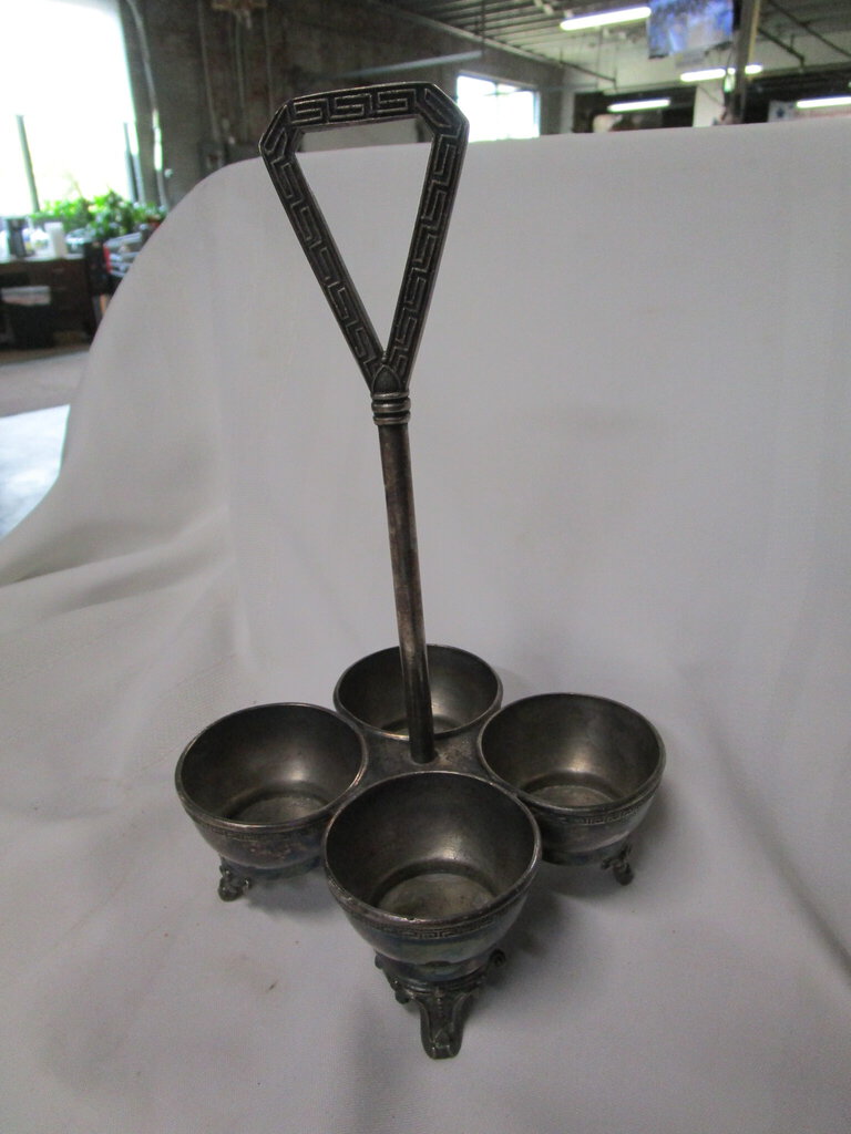 Vintage JF Curran & Co. Silverplate Four Slot Condiment Bottle Table Holder