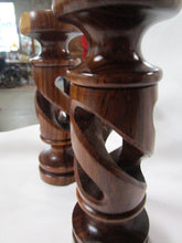 Load image into Gallery viewer, Vintage Hand Carved Wood Spiral Candleholders Set of 2
