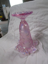 Load image into Gallery viewer, Fenton Pink Iridescent Floral Ruffled Edge Pedestal Vase
