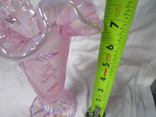 Load image into Gallery viewer, Fenton Pink Iridescent Floral Ruffled Edge Pedestal Vase
