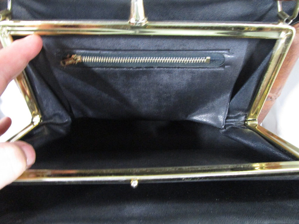 Vintage Black Ande Purse With Gold Small Handbag 