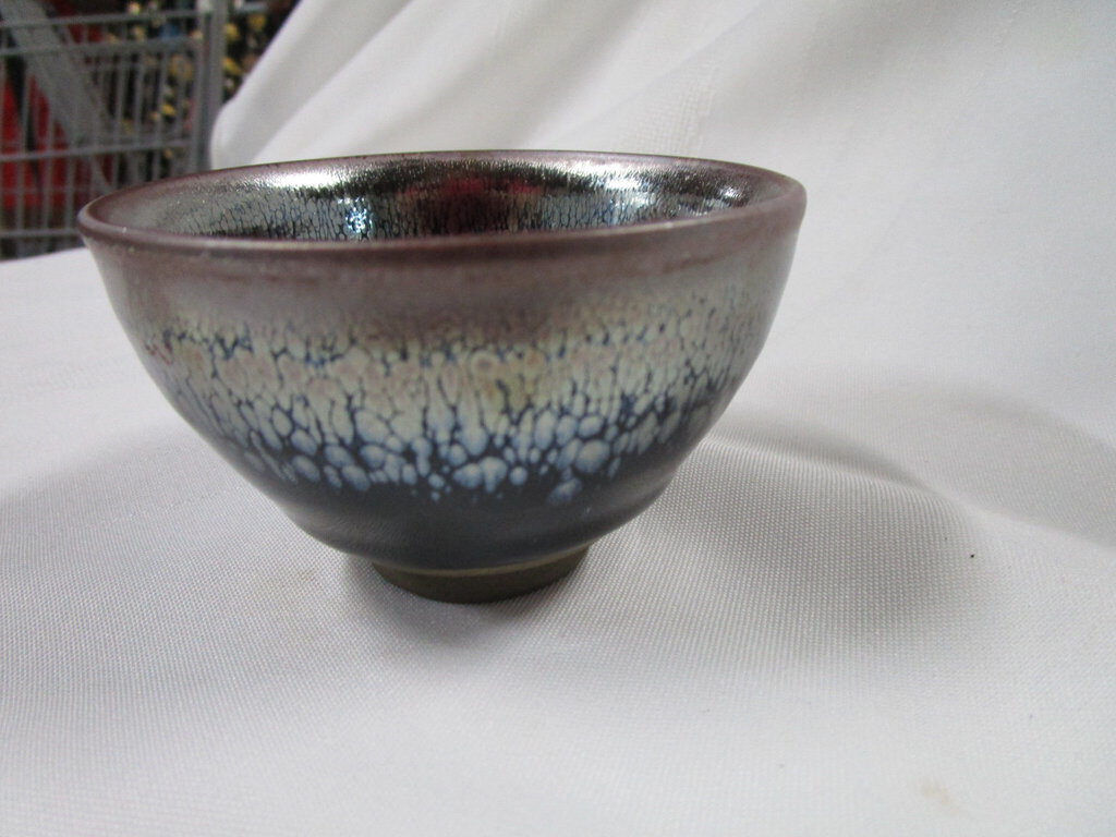 Chinese Jian Zhan Silver Dripped Oil Teacup Bowl