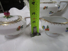 Load image into Gallery viewer, Victoria China Czech Floral Porcelain Teapot and Creamer/Sugar Tea Set
