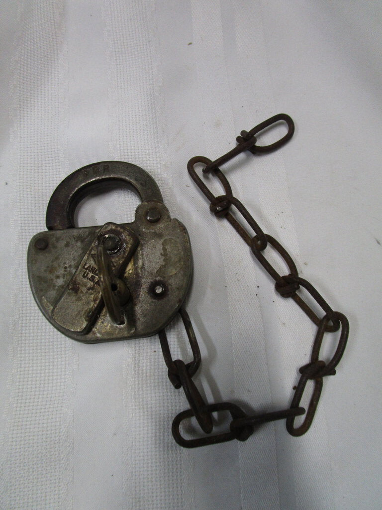 1967 Slaymaker Penn Railroad Switch Padlock with Chain and Key