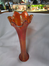 Load image into Gallery viewer, Vintage Northwood Carnival Marigold Ribbed Glass Swung Vase
