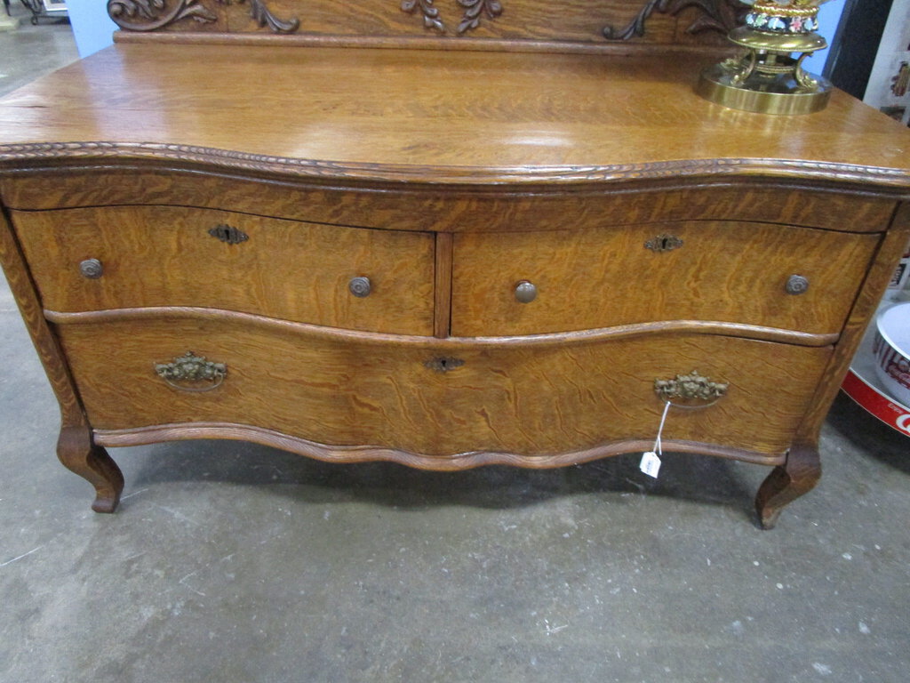 open lace back dress Antique Tiger Oak Two Over One Princess Dresser – Standpipe Antiques
