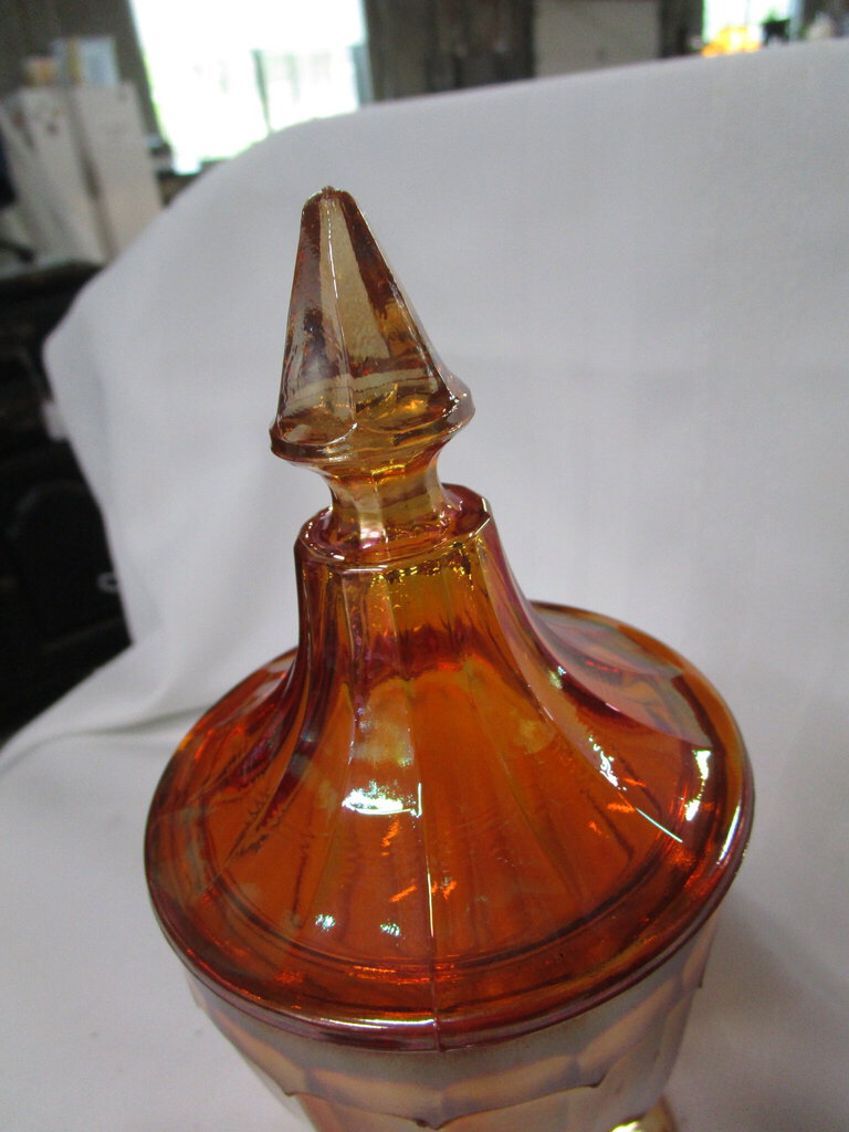 Vintage Jeanette Marigold Carnival Glass Pedestal Compote Candy Dish w ...