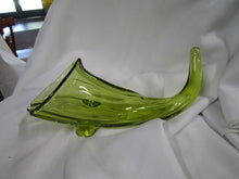Load image into Gallery viewer, Vintage Duncan Miller Green Glass Horn of Plenty Cornucopia Decor

