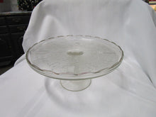 Load image into Gallery viewer, Vintage Jeanette Glass Clear Glass Lyre Harp Pedestal Cake Bakery Stand
