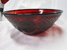 Load image into Gallery viewer, Vintage Cristal d&#39;Arques France Ruby Red Diamond Pattern Serving Bowl
