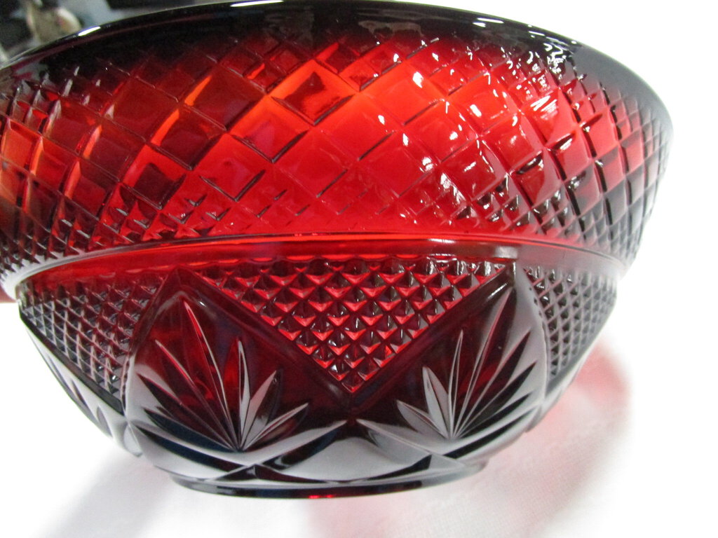 Beautiful Collectible Vintage Ruby Red Glass Serving Bowl - Made in France  - Estate Item