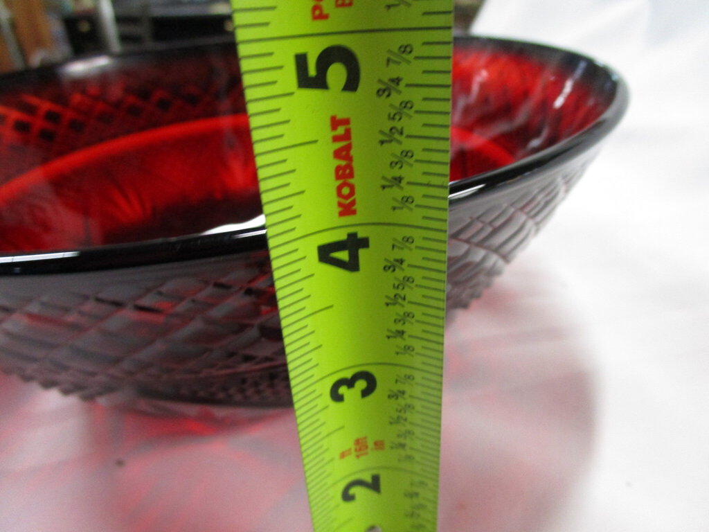 Collectible Vintage Large 9 Ruby Red Glass Bowl Made in France