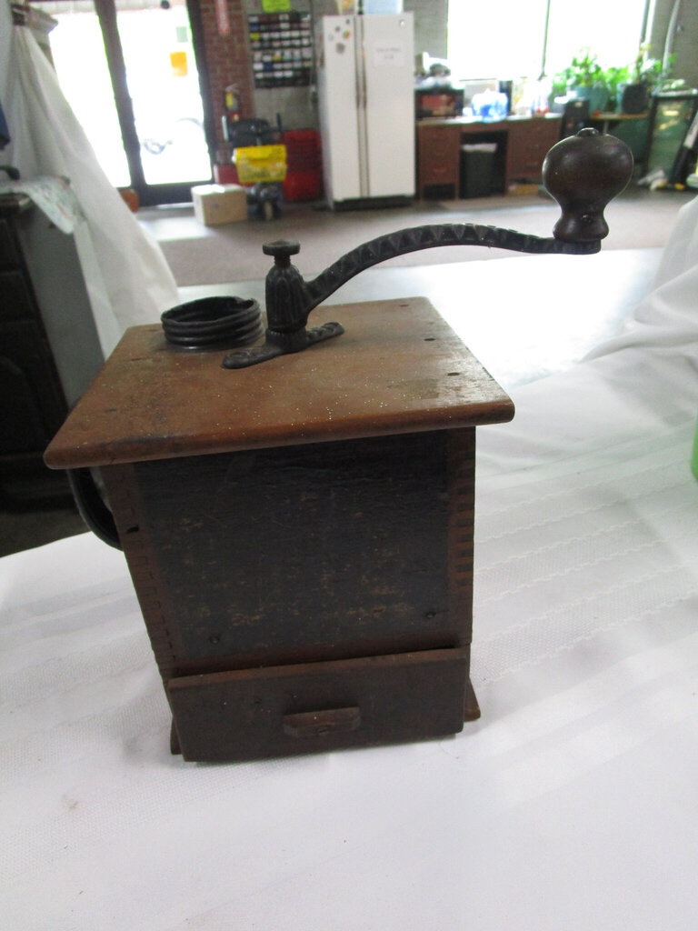 Vintage Sun Manufacturing Solid Wood Hand Coffee Grinder with Drawer