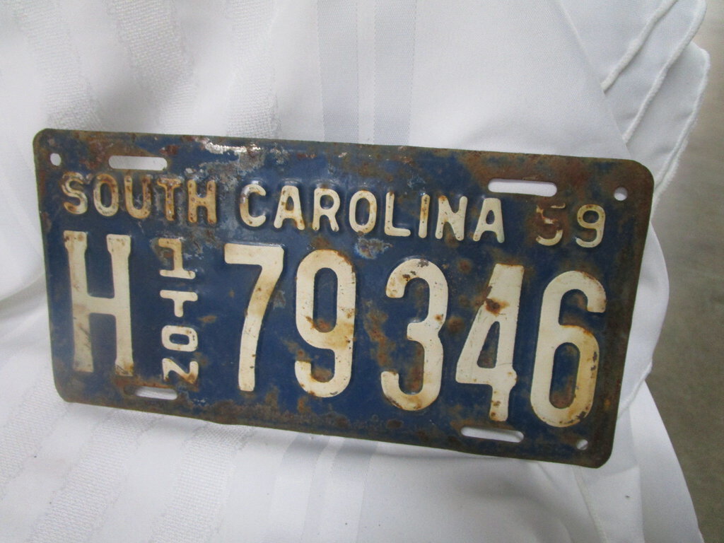 1959 South Carolina One Ton H 79346 Automobile License Plate Tag