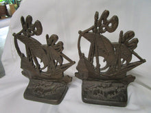 Load image into Gallery viewer, Vintage Bronze Clipper Sailing Ship Door Stop Bookend Pair
