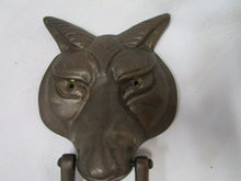 Load image into Gallery viewer, Vintage Brass Wolf Fox Head Mask Door Knocker
