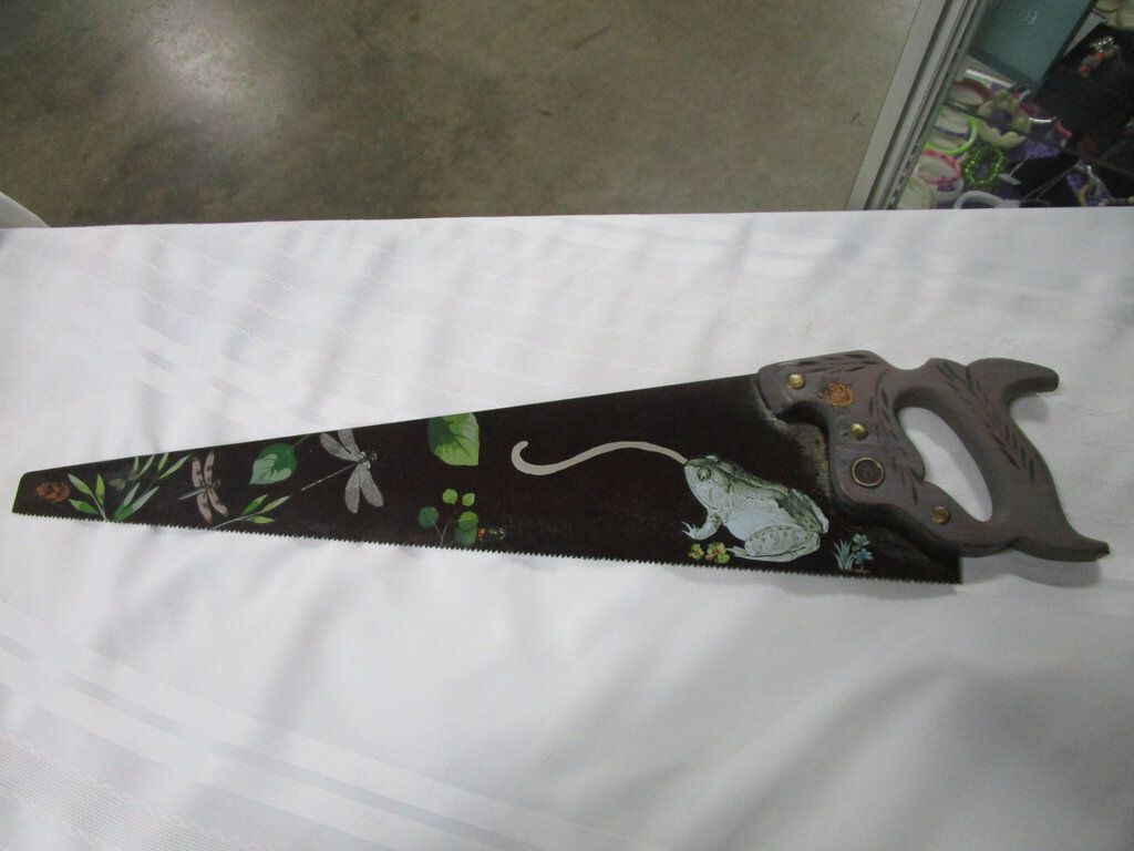 *Hand Painted Frog Saw