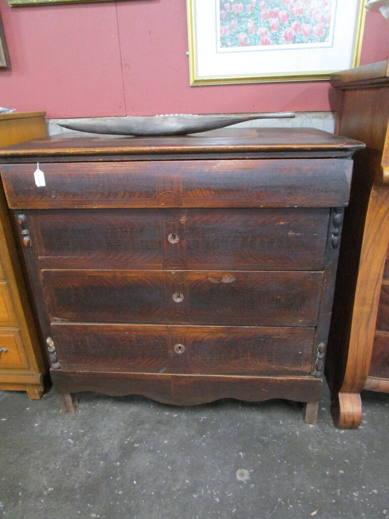 Antique European Five Drawer Scallop Bottom Dresser