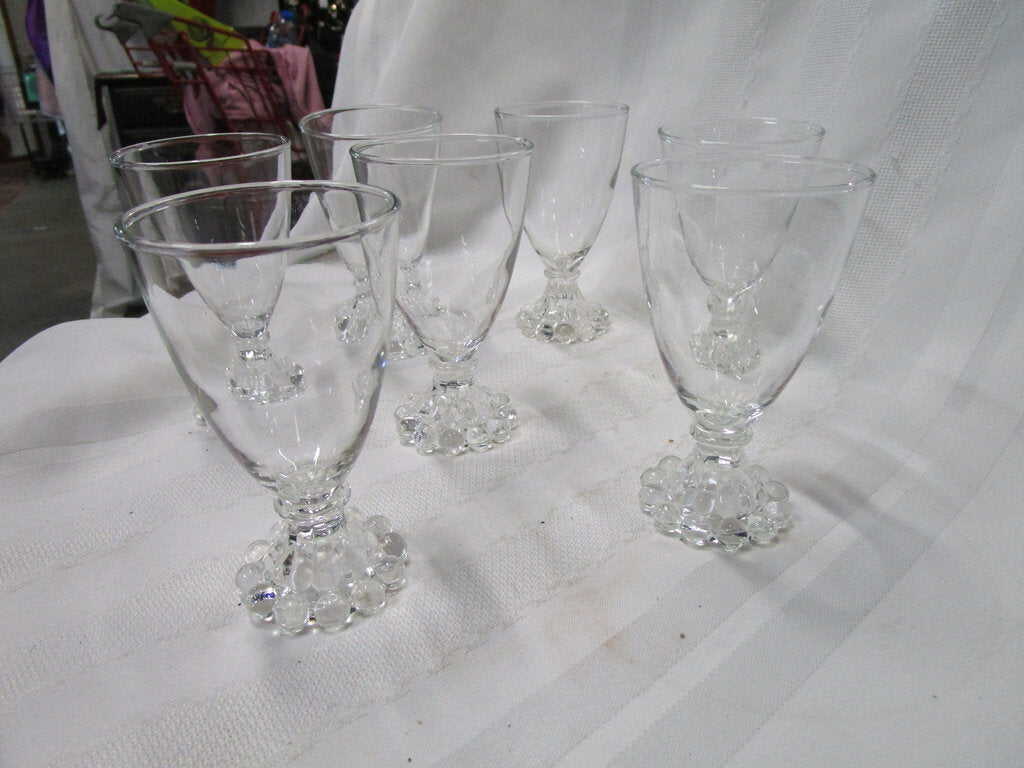 Vintage Anchor Hocking Boopie Clear Glass Juice Liquor Footed Glasses Set of 6