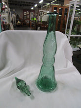 Load image into Gallery viewer, Vintage Empoli Light Green Glass Genie Decanter Bottle with Flame Stopper
