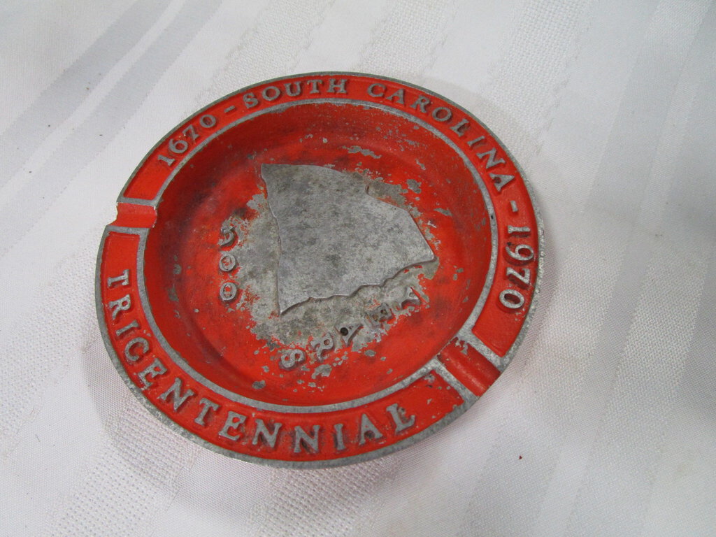 Vintage South Carolina 1670-1970 Tricentennial Metal Ashtray