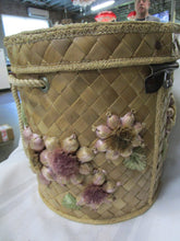 Load image into Gallery viewer, Vintage Philippines Woven Floral Hat Wig Basket Box
