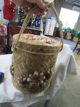 Load image into Gallery viewer, Vintage Philippines Woven Floral Hat Wig Basket Box
