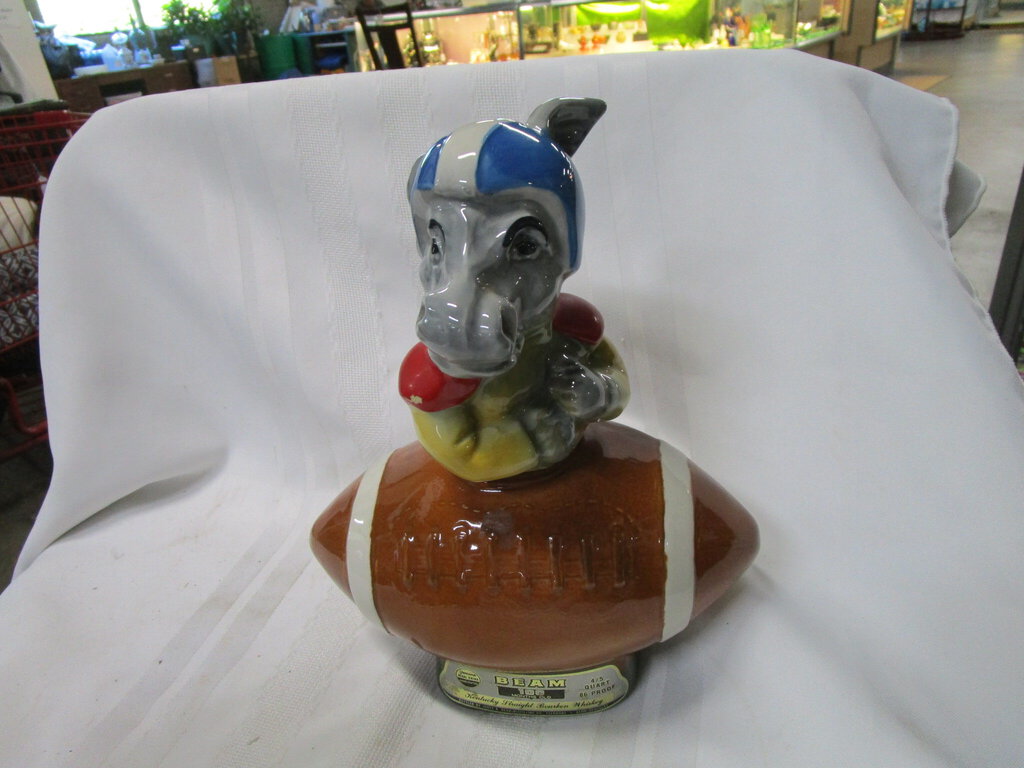 1972 Jim Beam Football Donkey Political Figural Empty Decanter Bottle