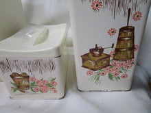 Load image into Gallery viewer, Vintage Ransberg Tin Country Floral Kitchen Canister Set of 4 with Matching Lids
