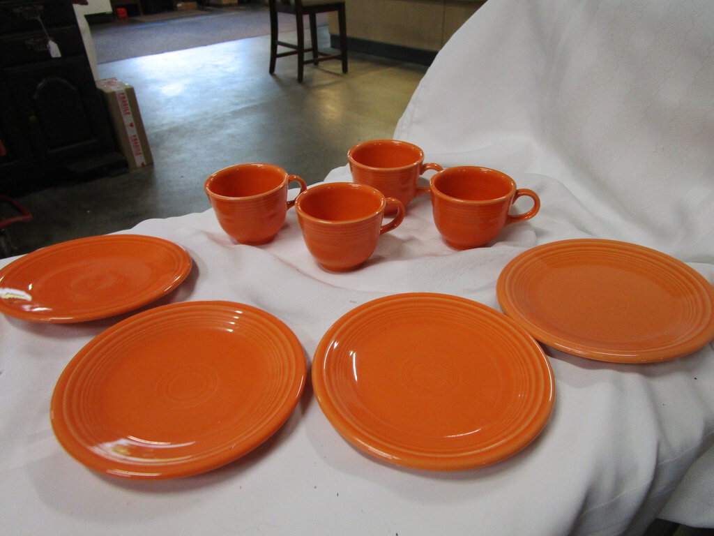 Fiestaware Orange Coffee Tea Mug and Small Plates Set of 4