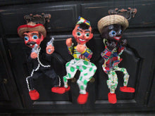 Load image into Gallery viewer, Vintage Mexico Woven Carry Bag and (3) Handmade Marionettes
