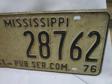 Load image into Gallery viewer, 1976 Mississippi Pub Ser Com 28762 Automobile License Plate Tag

