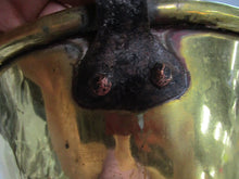 Load image into Gallery viewer, Antique Brass Jam Kettle with Hand Wrought Iron Bail Fixed Handle
