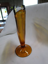 Load image into Gallery viewer, Vintage Art Deco Style Amber Glass Fan Vase
