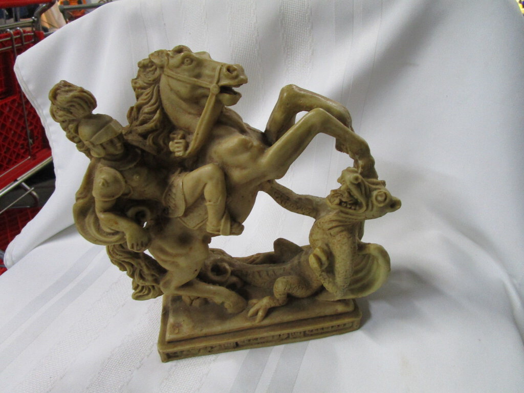 Vintage Mexico St. George Knight The Dragon Slayer Statue Sculpture
