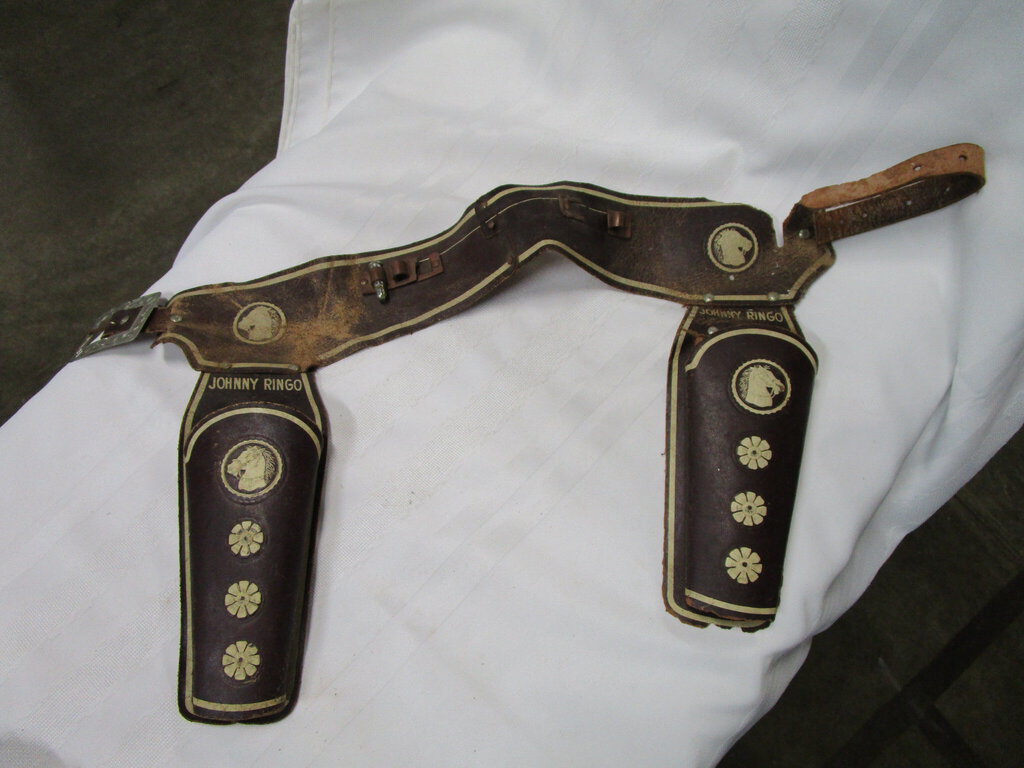 Vintage Johnny Ringo Children's Leather Toy Double Gun Holster