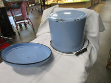 Load image into Gallery viewer, 1950&#39;s Blue Enamel Black Trim Diaper Pail with Lid and Swing Handle
