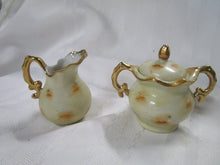 Load image into Gallery viewer, Vintage Enesco Floral Bead Porcelain Creamer and Sugar Bowl Set
