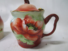 Load image into Gallery viewer, Vintage Handpainted Porcelain Poppy Condiment Table Set
