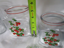 Load image into Gallery viewer, Vintage Anchor Hocking Clear Glass Strawberry Motif Kitchen Canisters with Lids
