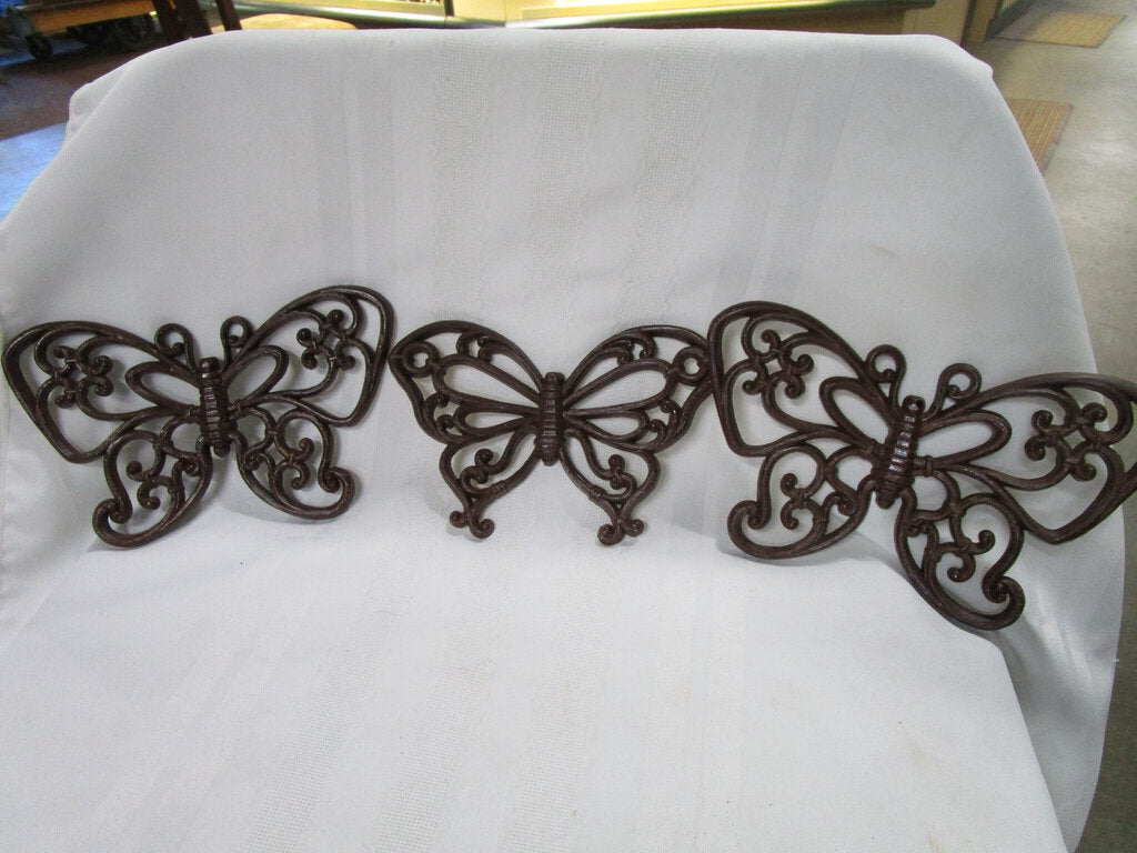 Vintage Homco Brown Plastic Butterfly Wall Plaques Set of 3