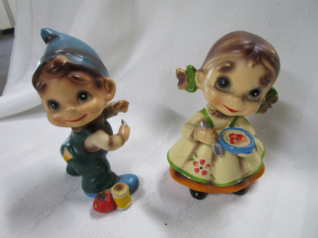 1960's Wee Folks by Josef Originals Japan Pixie Elves Young Boy and Girl Pair