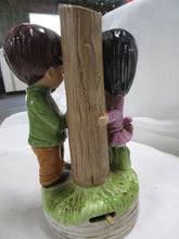 Load image into Gallery viewer, 1973 Gorham Moppets Young Boy and Girl with Tree Ceramic Musical Box
