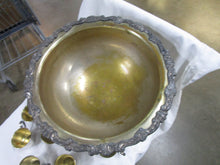Load image into Gallery viewer, Vintage Silver Tone Pedestal Punch Bowl with Ten Sheridan Silverplate Punch Cups
