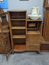 Load image into Gallery viewer, Vintage Empire Oak Secretary Curio Hutch Desk Cabinet
