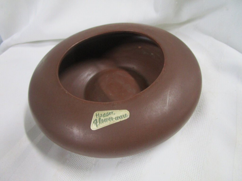 Vintage Haeger Flower-Ware Chocolate Brown Ceramic Lily Bowl Planter