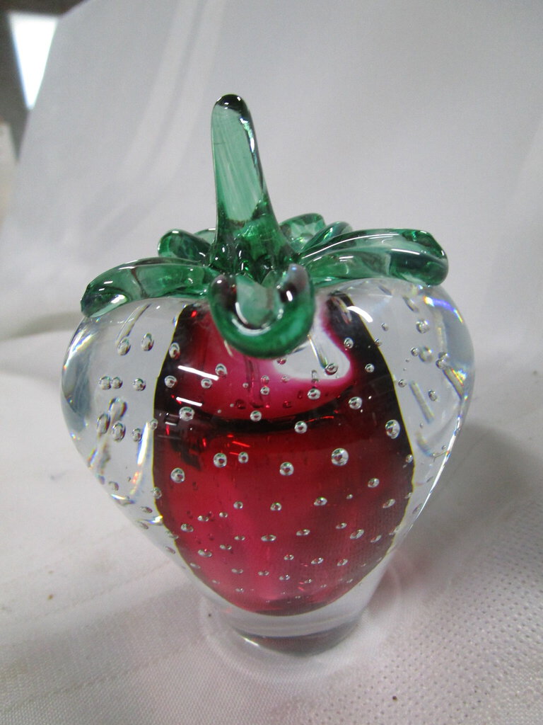 Vintage MP Marian Pyrcak Art Glass Strawberry Glass Paperweight