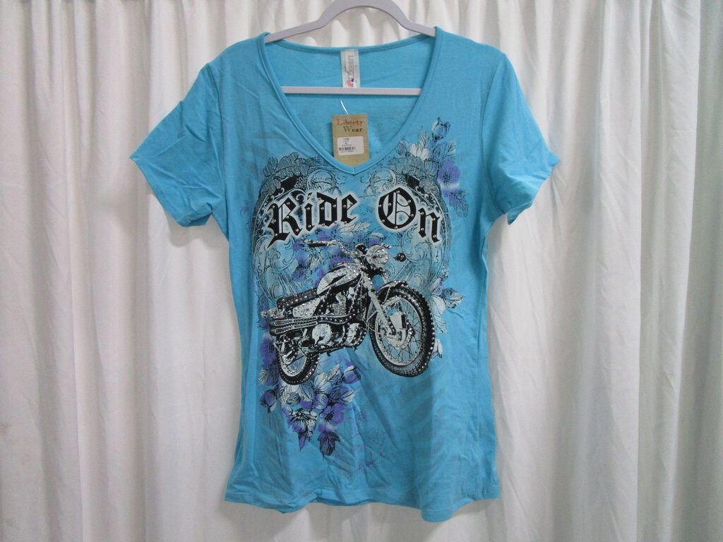 Liberty Wear, XL, Womens Motorcycle Shirt, Turquoise, New, Jackson Hole WY