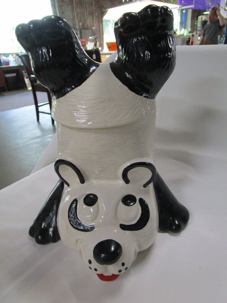 Vintage Avon Ceramic White/Black Upside Panda Cookie Jar